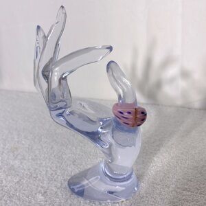 Vintage Art Glass Handmade Pink Blue Bronze Glitter Band Ring